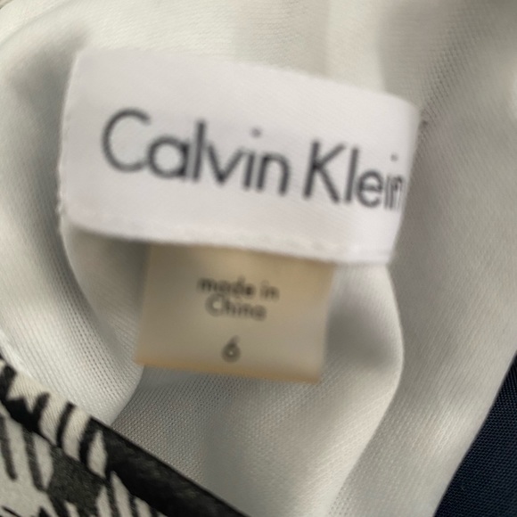 Calvin Klein Black & White Plaid Chiffon Trapeze Sleeveless Dress - Picture 11 of 11